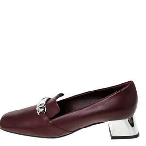 Burberry London Amika Embellished Leather Heels Burgundy Red size 38 7.5 8